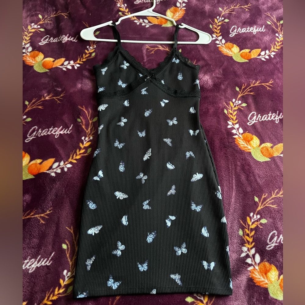 Black butterfly bodycon dress